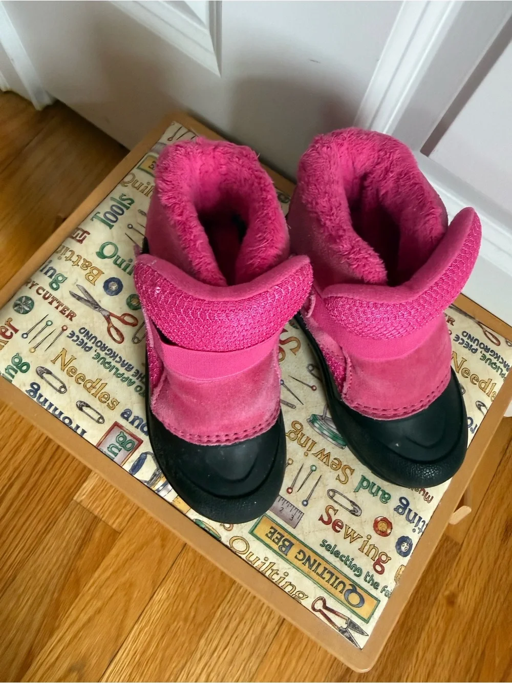 The North Face Hot Pink and Black Kids Waterproof Winter Boots
